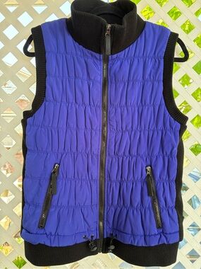 Calvin Klein Quilted Sleeveless Vest in Royal Blue with Black Trim